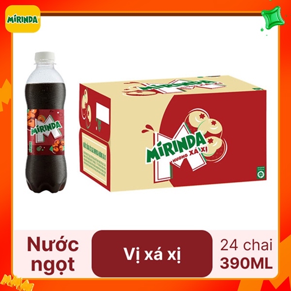Thùng 24 chai nước ngọt Mirinda hương xá xị 390ml