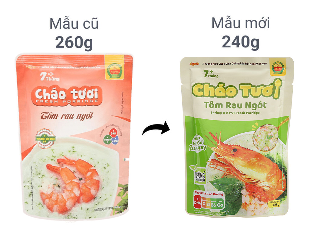 Cháo tươi tôm rau ngót Cây Thị gói 240g Cháo tươi tôm rau ngót Cây Thị gói 240g