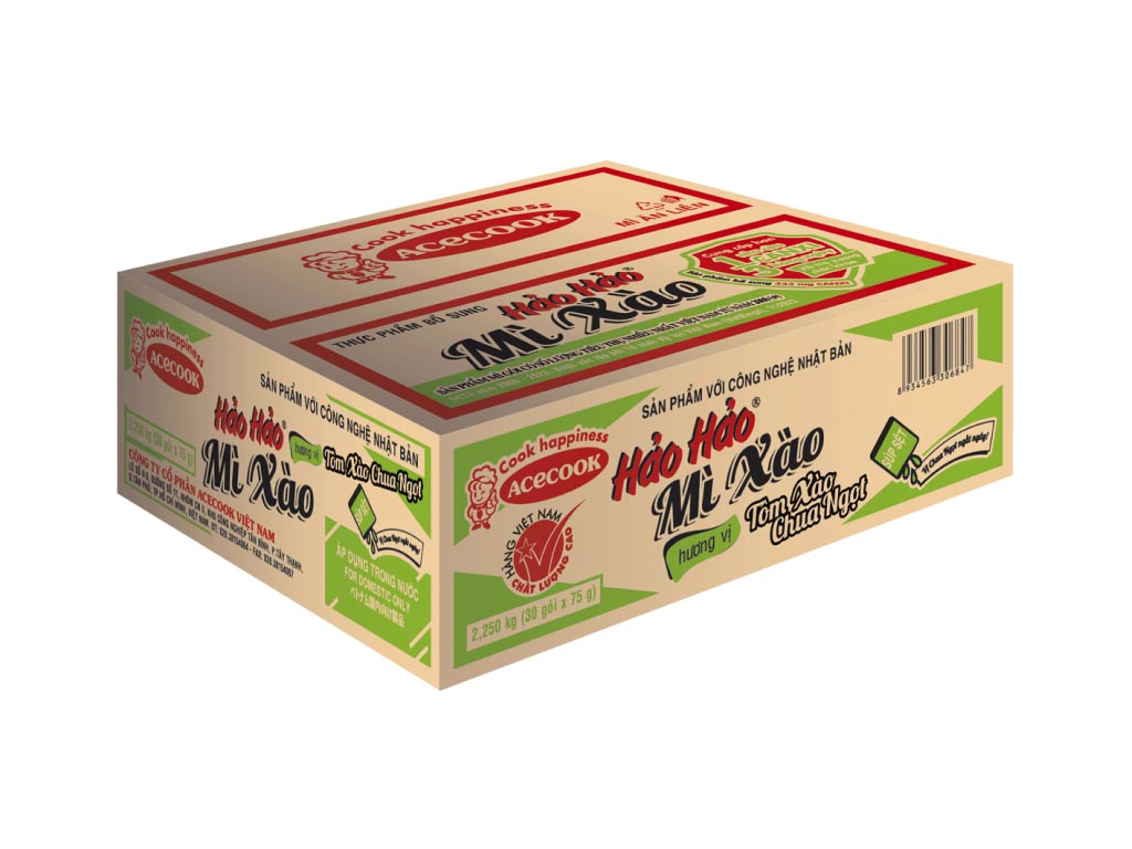 Thùng 30 gói mì xào Hảo Hảo tôm xào chua ngọt 75g Thùng 30 gói mì xào Hảo Hảo tôm xào chua ngọt 75g
