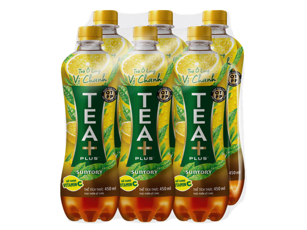 6 chai trà ô long Tea Plus vị chanh 450ml 6 chai trà ô long Tea Plus vị chanh 450ml
