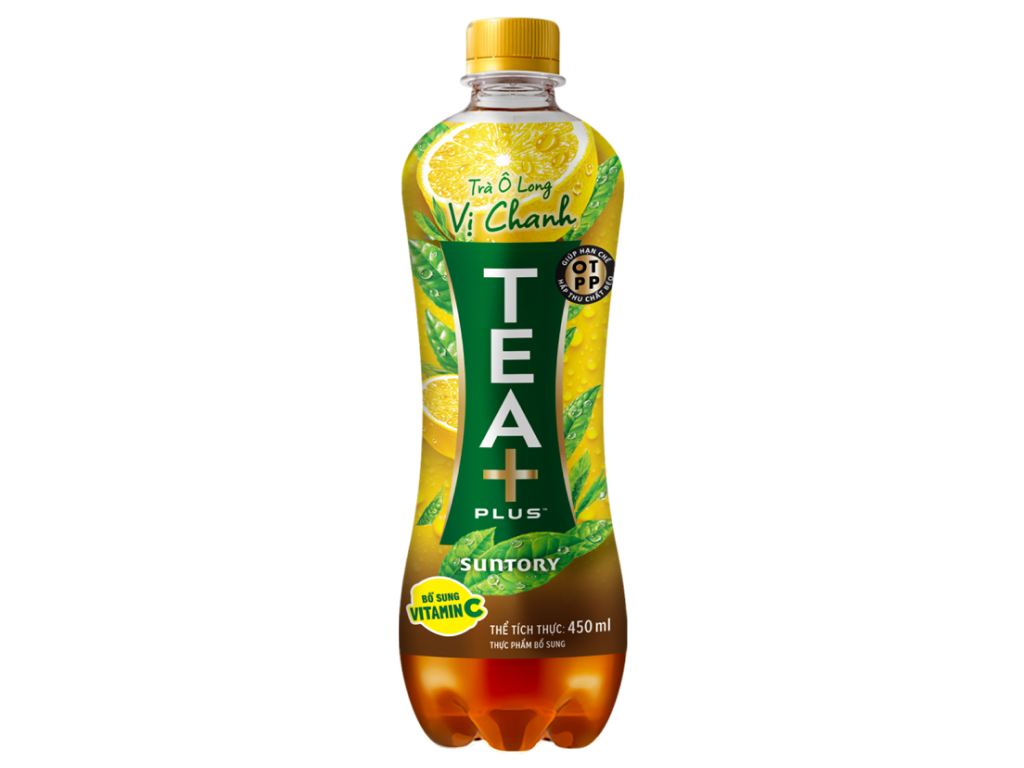 6 chai trà ô long Tea Plus vị chanh 450ml 6 chai trà ô long Tea Plus vị chanh 450ml