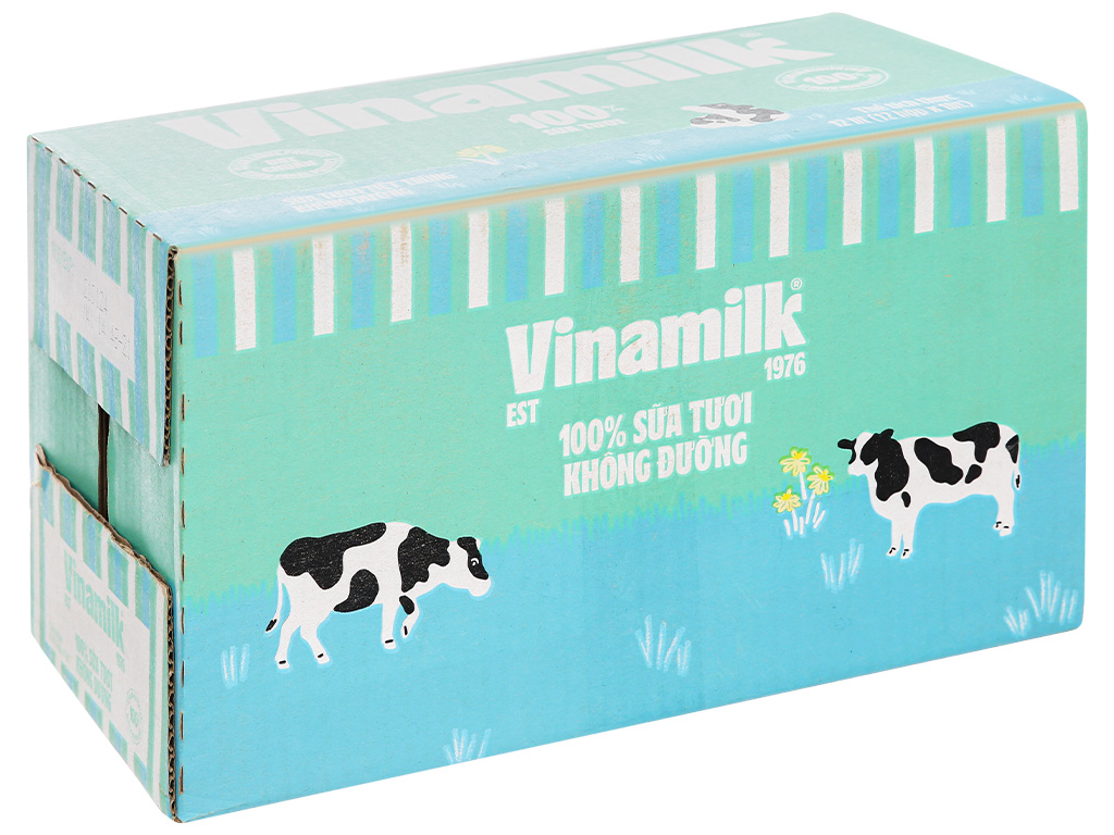 Thùng 12 hộp sữa tươi tiệt trùng không đường Vinamilk Sữa tươi 100% 1 lít Thùng 12 hộp sữa tươi tiệt trùng không đường Vinamilk Sữa tươi 100% 1 lít