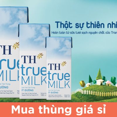 Thùng 48 hộp sữa tươi tiệt trùng ít đường TH true MILK 180ml
